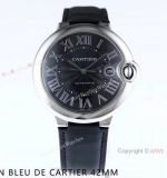 (AF Factory) Swiss Grade 1 Cartier Ballon Bleu eta2892 Watch Black Dial Leather Strap 42mm